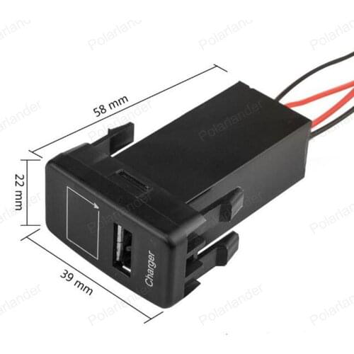 5V 2.1A Dashboard USB Auto Car Charger digital Display Voltmeter cell Phone Charger with Wire For TOYOTA/VIGOOnly Blue