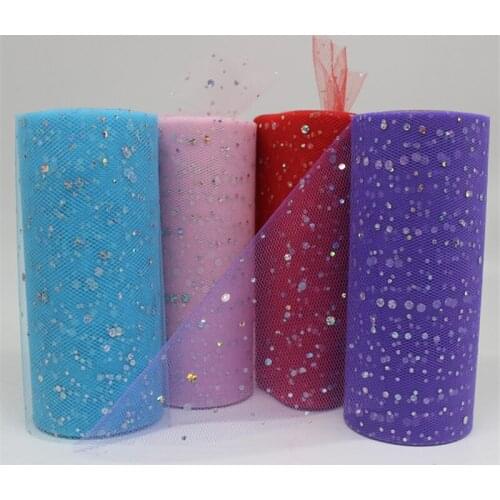 Glitter Sequin Tulle Roll 25 Yards 15cm Spool Tutu Fabric Wedding Decoration Organza Laser DIY Crafts Birthday Party Supplies