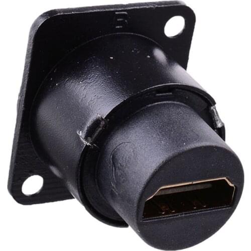 Black HDMI D-type Socket Network Plug Chassis Panel Mount Audio Connector Metal HD Aviation Cable