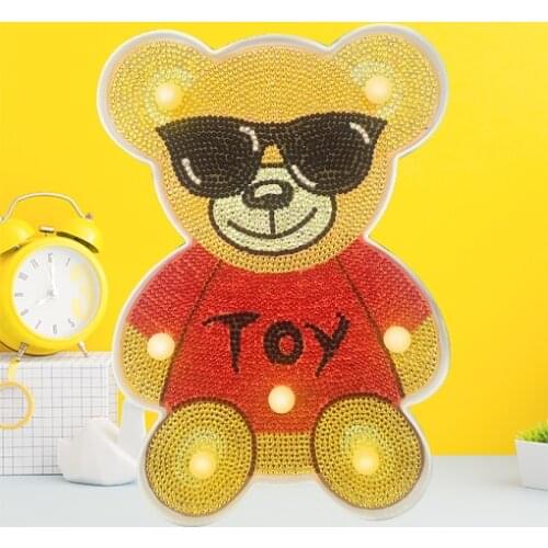 DIY Diamond Painting LED Lamp Special Shaped Diamond Mosaic Cross Stitch Embroidery Cartoon Bear Rhinestone Decor Lights