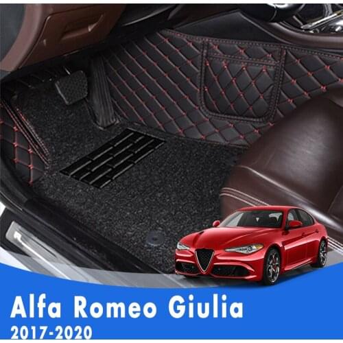 Double Layer Wire Loop Car Floor Mats For Alfa Romeo Giulia 2020 2019 2018 2017 Car Accessories Interior Styling Protect Carpet