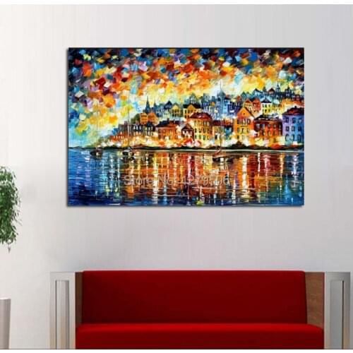 Canvas Painting Pure Handpainted Abstract Celebration Knife Oil Painting Quardro Wall Picture For Home Decor New Year Best Gift