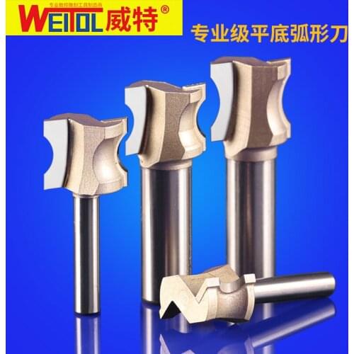 WeiTol 1 pcs flat bottom type E Endmill woodworking engraving cutter tools CNC router bits Board trimming Arc trimming