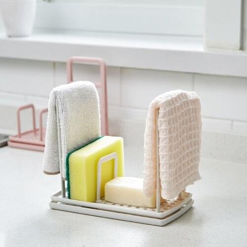 Kitchen Rag Draining Storage Racks Standing Rag Hanger Punch-free Counter Top Sink Dishcloth Sponge Drain Pool Rack Organizer