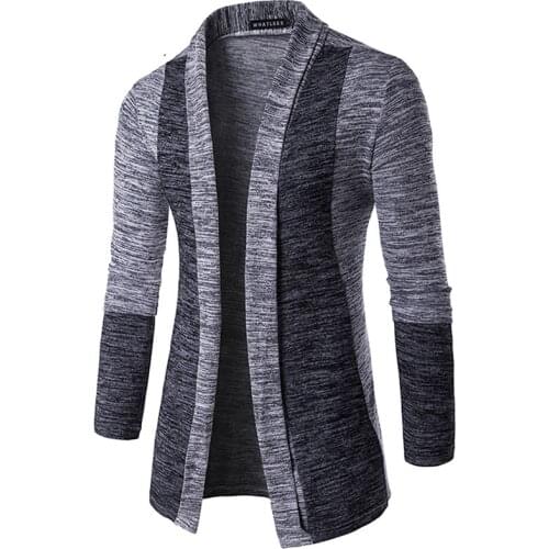 Retro Men Patchwork Long Sleeve Slim-Fit Knitted Sweater Cardigan Coat Outwear Jacket Loose Casual Windbreaker Coat Windbreaker