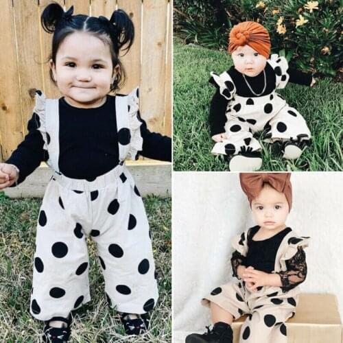 Toddler Baby Girl Clothes Long Sleeve Tops T-shirt+Polka Dots Bib Pants Outfits Cute Children Girl Clothes Set