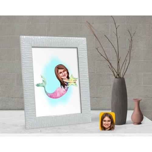 Personalized Mermaid Caricature Of Decorative Çerçeve-1
