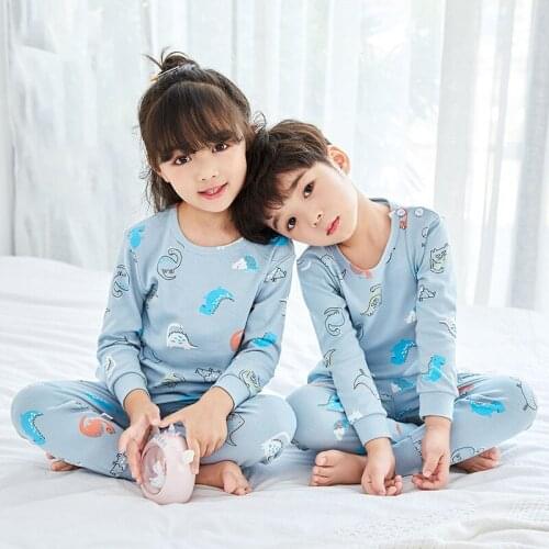 Baby Kids Pajamas Sets Cotton Long Sleeved Cartoon Spring Autumn Girl Clothing Autumn Sleepwear Suit Pyjama Home service Childre