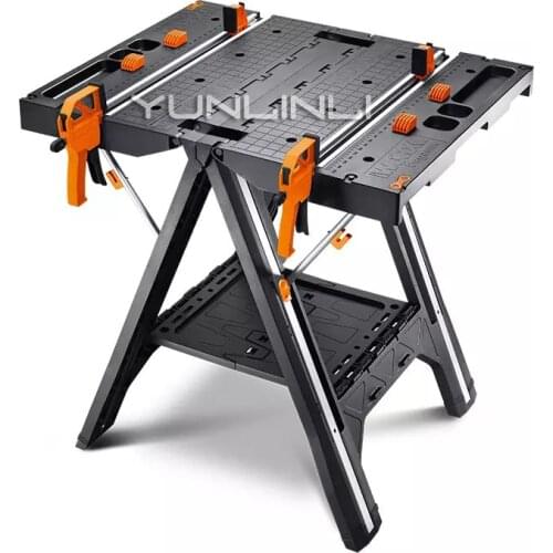 Portable & Multi-function Working Table Folding Woodworking Saw Table & Sawhorse With Quick Clamps And Holding Pegs