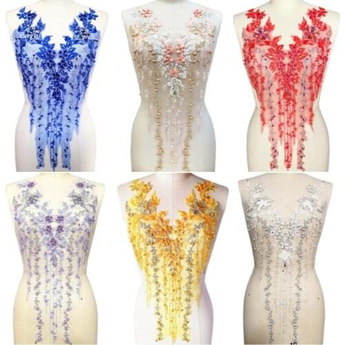 CLearaNCE Sale 30x65cm Coral Yellow Red Purple Sew on Rhinestones For Patch Applique Designer For Wedding Clothes Ball Dress Diy