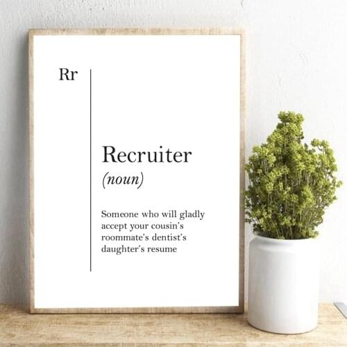 Recruiter Definition Print Human Resources Gift HR Office Decor Coworker New Job Gifts Funny Dictionary Canvas Painting Picture