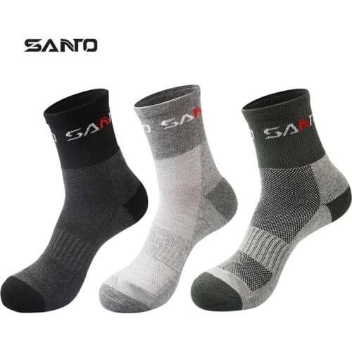SANTO 1 Pair S008 Sporting Socks Men Wicking Breathable Sports Cotton Foot Wear Cycling Spinning Workout Camping Hiking