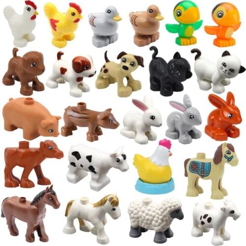 Big Size Building Blocks Animal Accessories Farm Figures Pig Rabbit Chicken Duck Dog Cat Bird horse Cow Sheep Kid DIY Toys Gifts
