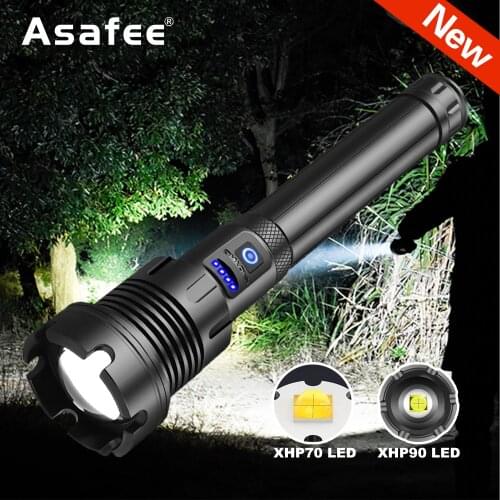 Asafee 1690 XHP90 XHP70 LED Flashlight Torch Outdoor Camping Light USB Rechargeable Zoomable 18650 26650 Handheld Light