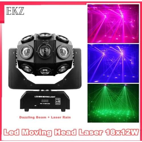 LED Bee Eye Moving Head Light 18X12W RGBW 4in1 Professional Stage Light Whirlwind Par DJ Beam Wash Effect Light Birthday Dance