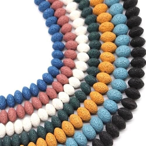 8x13mm Loose Spacer Lava Stone Beads For Jewelry Making DIY Colorful Volcanic Rocks Stone Abacus Heishi Beads Fit Bracelet 15