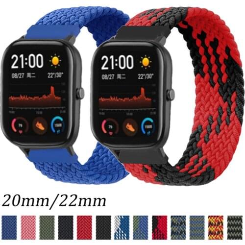 Fabric Braided Solo Loop Straps For Xiaomi Amazfit Bip/Bip Lite Smart Band 20MM Nylon Elastic Bracelet For Amazfit GTS/GTR 42MM