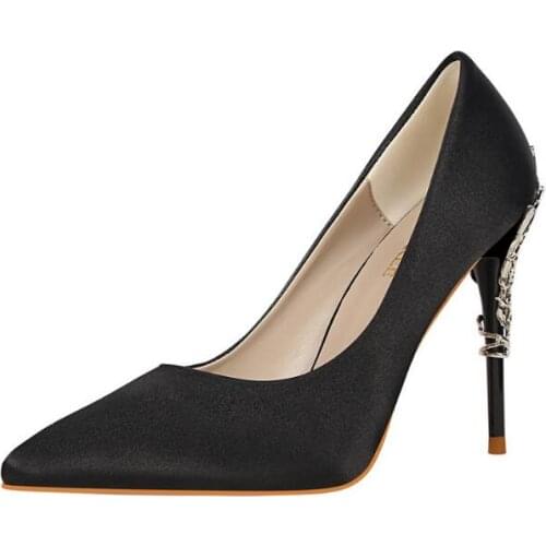 Fashion High Heels Women shoes Valentine Blue Green Pumps Female Satin Stiletto Heels classic Fetish Silk Glitter Pink Shoes