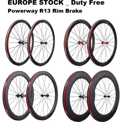Europe Stock Ultra Light 700C Road Bike Cycling T800 Carbon Fibre Wheels 38/50/60/88mm 23/25mm Powerway R13 Hub Bicycle Wheelset