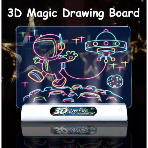 Magic 3D Drawing Board LED Light Effects Puzzle Drawing Pad Kids Painting Educational Toys Children Grow Playmates Creative Gift