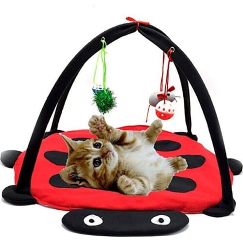 Beetle Creative Pet Cat Toy Soft Bed Movable Activity Playing Mat Small Cat Puppy Bed Pad Blanket House Mats Pet Sofa Tent