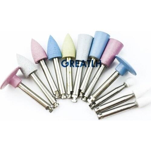 12pcs Dental Lab Polishing 2.35mm Diamond Burs Cups Latch type Silicone Polisher