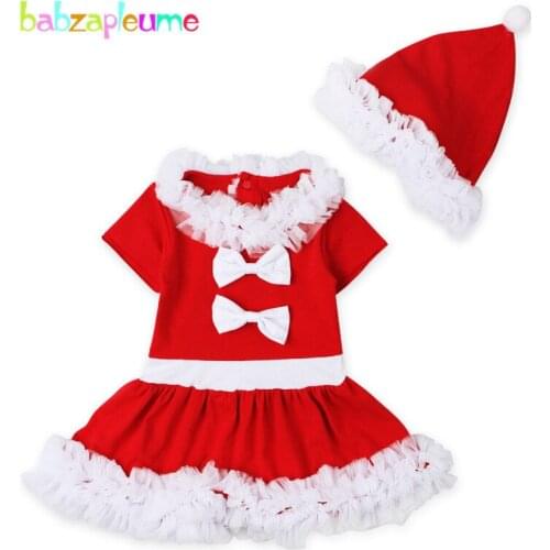 2PCS/1-5Years/New Year Christmas Dress For Kids Clothes Cute Bow Baby Girls Party Princess Dresses Children Clothing Sets BC1070