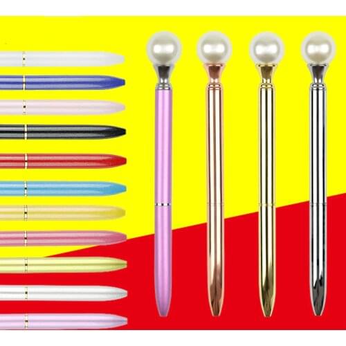 20pcs/lot New large Pearl pen metal crystal pen crystal glass diamond pen water drilling pen spot can be carved logo