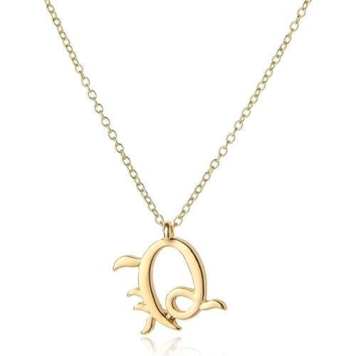 26 Cursive English letter Q name Sign Personality pendant chain necklace alphabet Initial friend family gift necklace jewelry