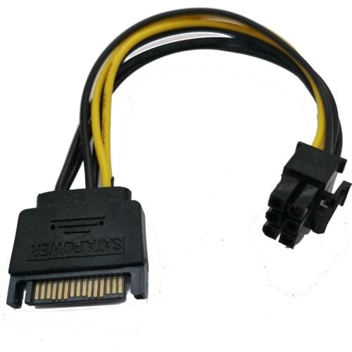 5pcs SATA Power Cable 15 Pin To 6 Pin PCI EXPRESS PCI-E Sata Graphics Converter Adapter Video Card Power Cable Cord