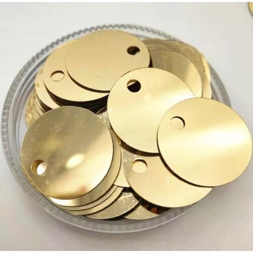 50g Large Round Sequins 20mm PVC Flat Round Paillette For Crafts Light Gold With 3mm Side Big Hole