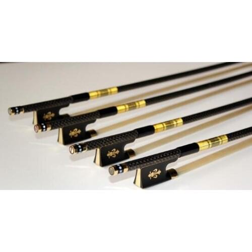 Free Shipping 1pc New PRO 4/4 3/4 1/2 1/4 szie Carbon fiber violin bow with grillwork Ebony Frog Carving flower