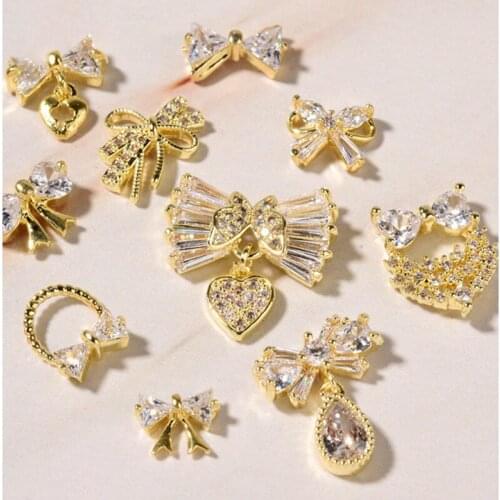1Pcs Chain 3D Alloy Butterfly Nail Art Zircon Pearl Metal Manicure Nails DIY Accessories Nail Decoration