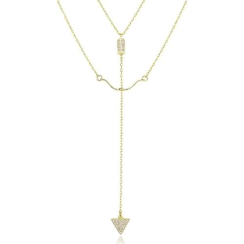 MetJakt s925 sterling silver double clavicle chain fashion creative bow and arrow girl necklace