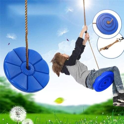 Kids Tree Swing Seat with Rope Garden Plastic Swings Disc Backyard Playground Rings for Children Over 5 Funny Toy Accessories