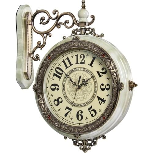 European Metal Luxury Wall Clock Silent Living Room Double-sided Wall Watch Creative Large Modern Simple Clock for The Wall W6B