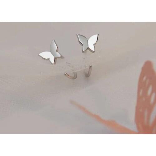 Elegant Fashion Piercing Silver Color Butterfly Stud Earrings for Women Girls Wedding Party Jewelry Accessories Gifts Brincos