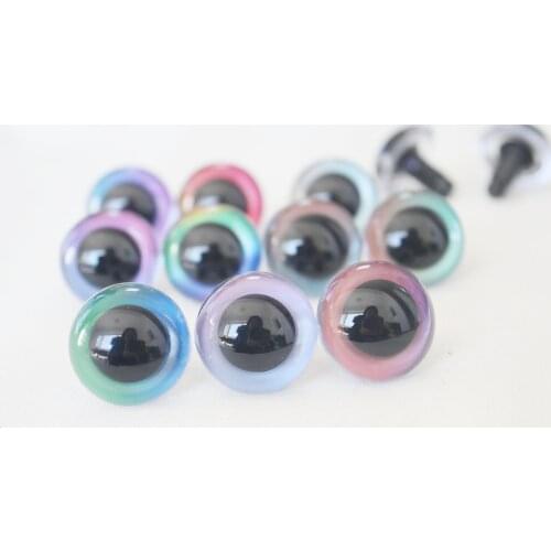 20pcs 13mm-28mm rainbow color round clear toy safety eyes + hard washer for plush doll -size color option--c10