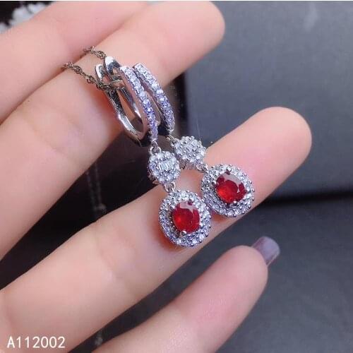 KJJEAXCMY fine jewelry natural Ruby 925 sterling silver women gemstone earrings support test exquisite