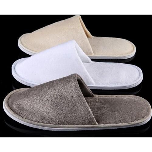 Classic Home Hotel Disposable Slippers Indoor Home Flock Slipper Solid Color Women Men Slippers Home Travel Portable Shoe