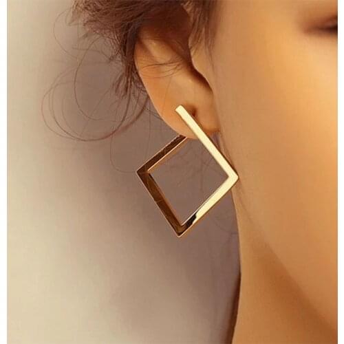 Retro Minimalist Gold Geometry Metal Earrings New Exaggerated Cold Wind Statement Earring Women Fashion Wedding Party Jewelry