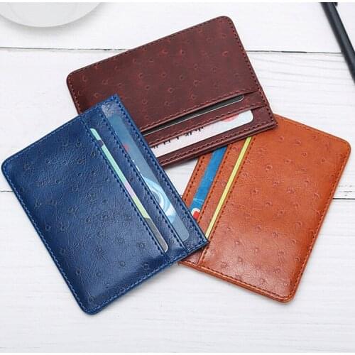 Fashion PU Leather Women Credit Card Holder Purse Solid Color Unisex Slim Card Wallet Case Men Coin Bag