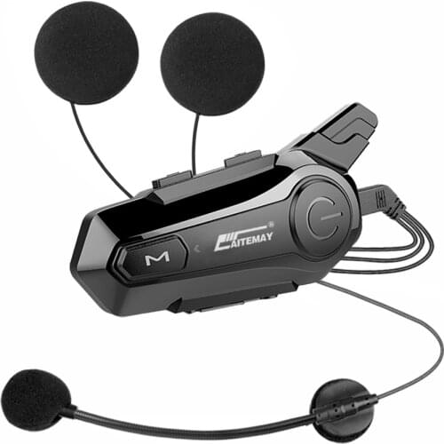 Helmet Intercom Motorcycle BT-Headset For 2 Rider Intercomunicador Moto Interphone Earphone Wireless Handsfree MP3 Player