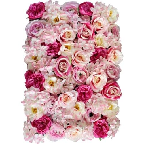 Pack of 5 Artificial Silk Flower Wall Panel Mat for Main Pillar Road Stage Backdrop Wedding Venue Decor Rose Pink