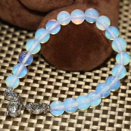 New arrival factory outlet new fashion white round 8mm opal moonstone retro buddha head pendant jewelry making 7.5inch B2181