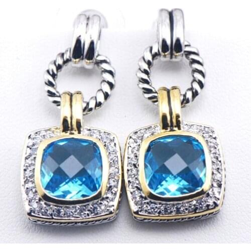 New Crystal Zircon Woman 925 Sterling Silver Crystal Earrings TE386
