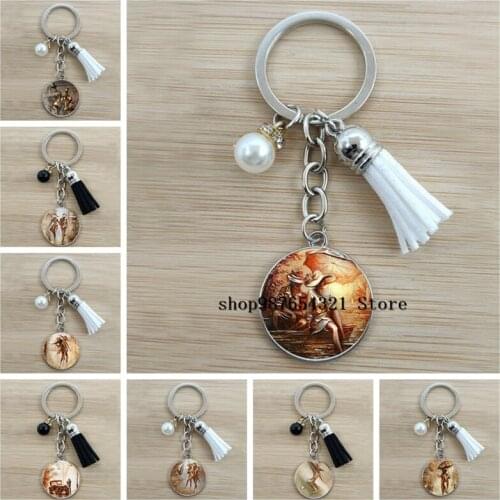 New romantic couple keychain, glass cabochon pendant keychain, couple keychain gift