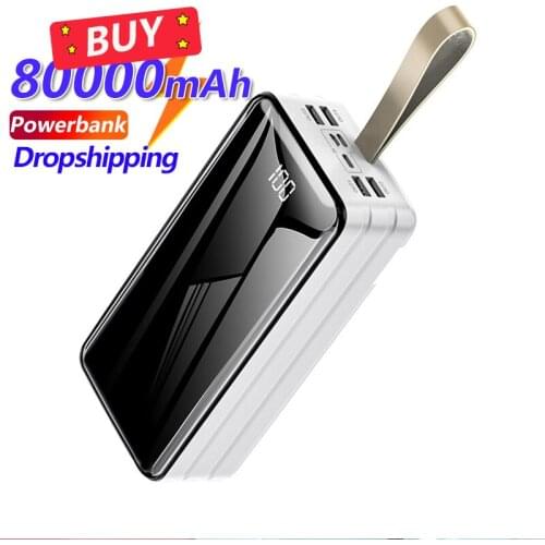 80000mAh Mobile Power Bank Large Capacity with LED 4 USB Port Charger Portable Outdoor Hiking Power Supply for Iphone Xiaomi