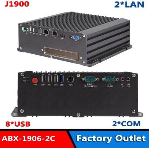Intel Celeron J1900 CPU Fanless Embedded Box PC With 10*RS232 COM 2*Giga LAN