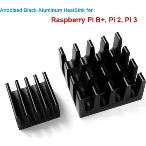 5 Sets/10pcs Raspberry Pi B+ Pi 2 Pi 3 Anodized Black Aluminum Heat Sink Radiator CPU RAM cooler,LAN cooling (2 Heatsinks/Kit)